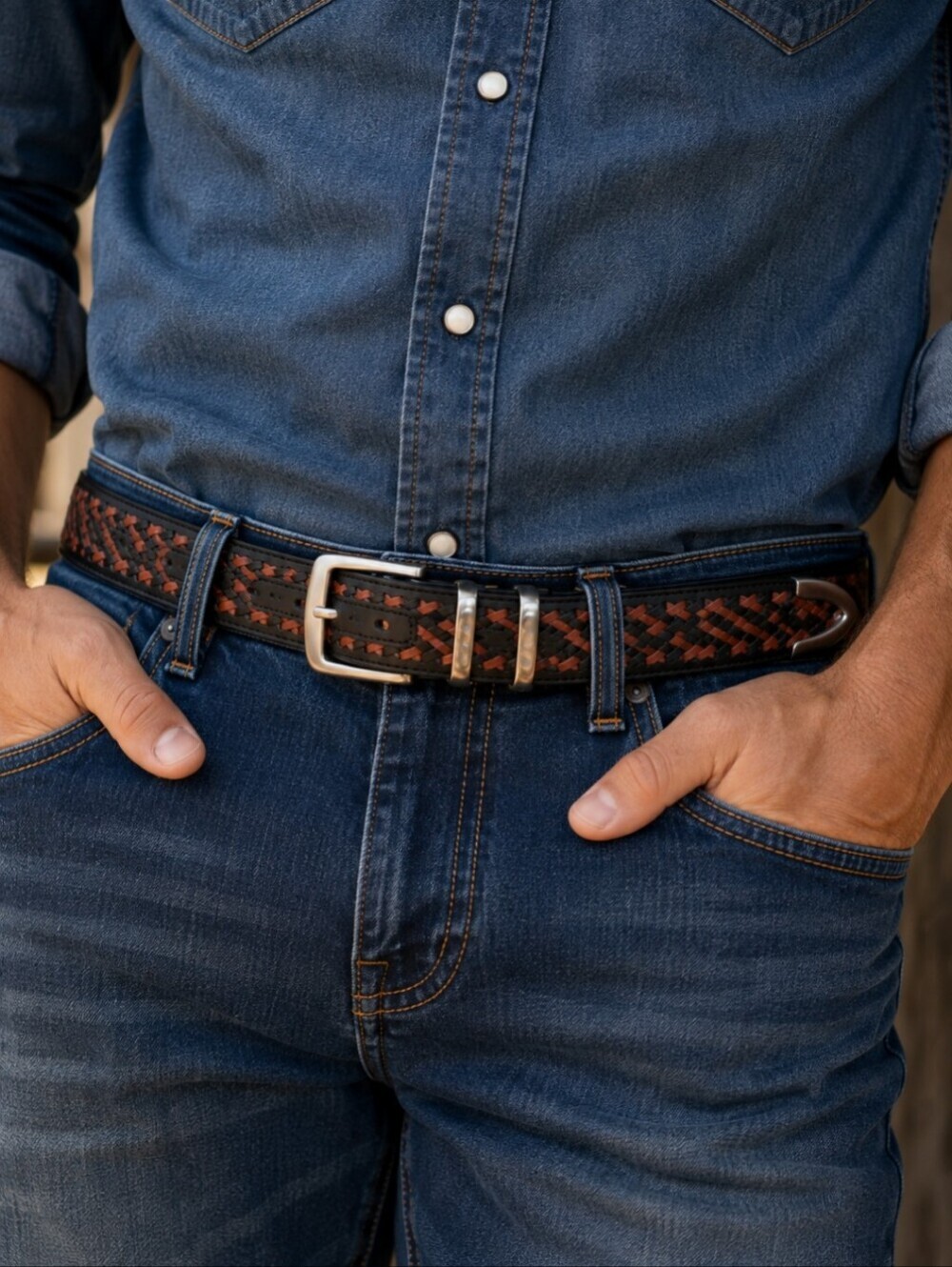 Belt Master Belts by Sherman Genuine Italian Leather Western Belt Brown Black